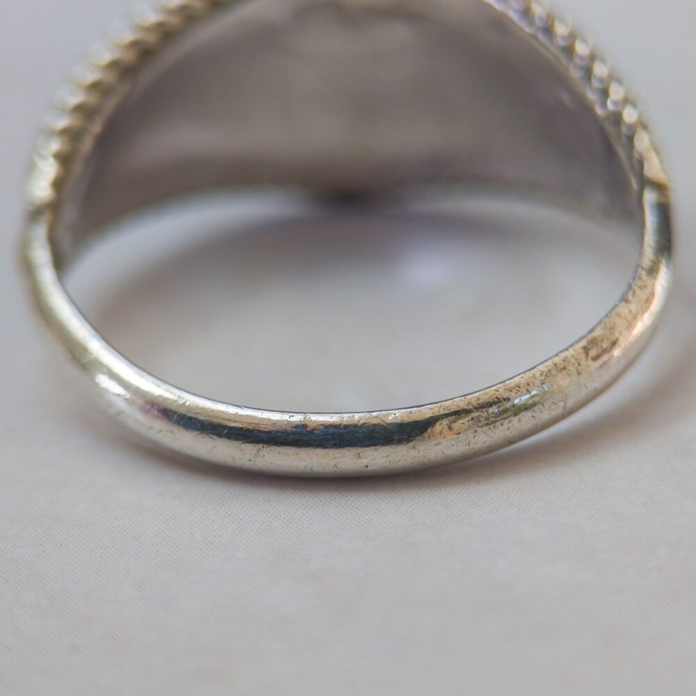 Sterling Silver Turquoise & Coral Trio Ring, Sz 5.5 — Southwest twist-wire - Picture 13 of 13